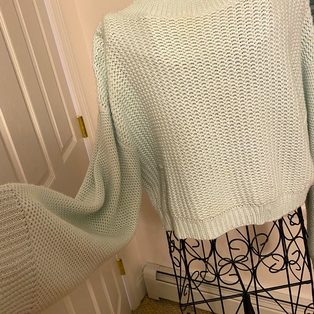 Mint Green Zara Puffy Sleeve Sweater